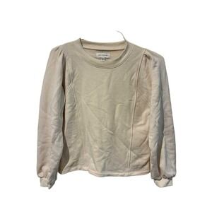 Free Assembly Womens Puff Sleeve Sweatshirt Cream Cotton Blend XS